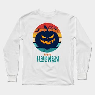 Halloween Scary Evil Pumpkin Funny Pumpkin Head Long Sleeve T-Shirt